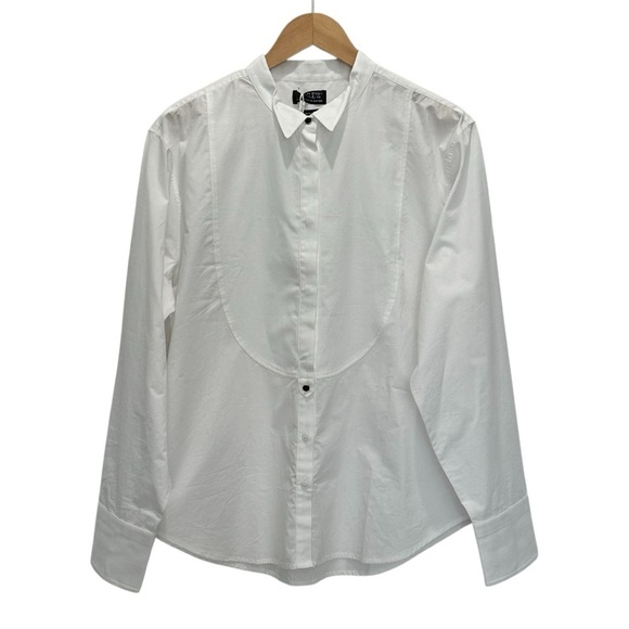 NEW J. CREW Women's Garçon tuxedo button-up shirt in White Cotton Size 14 - Picture 5 of 9